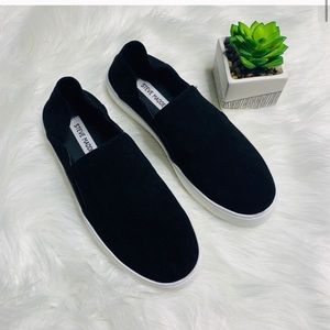 Steve Madden • Fayna Black Suede Slip Ons Size 9.5